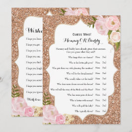 Dubbele zijkant - Baby shower games spelen wens |  Kaart