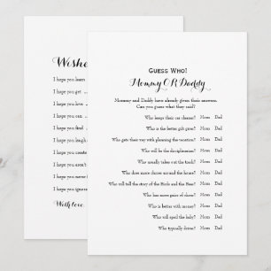 Dubbele zijkant - Baby shower games spelen wens Kaart