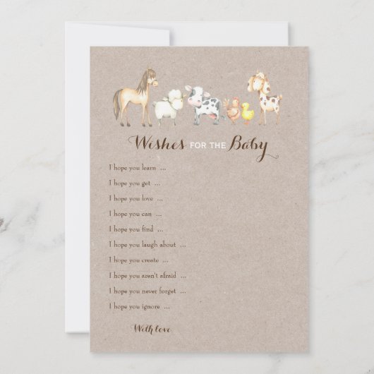 Dubbele zijkant - Baby shower games spelen wens |  Kaart (Achterkant)