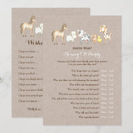 Dubbele zijkant - Baby shower games spelen wens |  Kaart