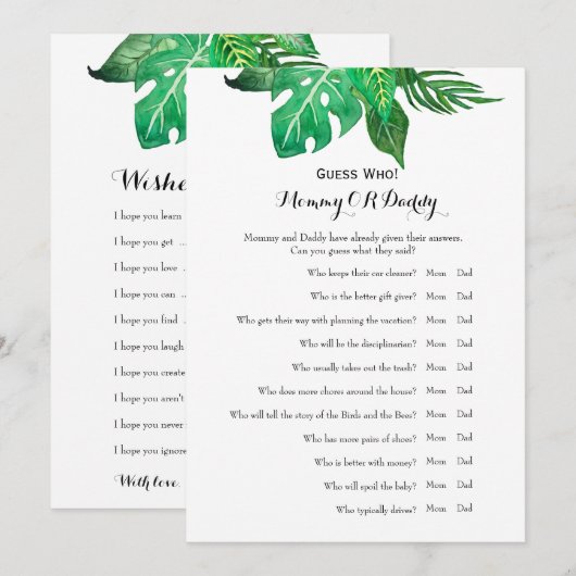 Dubbele zijkant - Baby shower games spelen wens | Kaart (Voorkant / Achterkant)