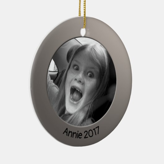 Dubbele Zilver 2 x Aangepaste Foto en Tekst Keramisch Ornament (Rechts)