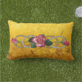 Dubbele zilvergouden Rozen + goudblad Buitenkussen (Gras)