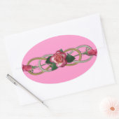 Dubbele zilvergouden Rozen Ovale Sticker (Envelop)