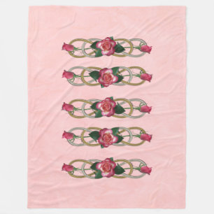 Dubbele zilvergouden Rozen + uw ruggengraat. Fleece Deken
