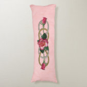 Dubbele zilvergouden Rozen + uw ruggengraat. Lichaamskussen (Voorkant Verticaal)