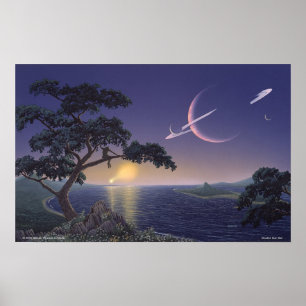 Dubbele zonsondergang poster