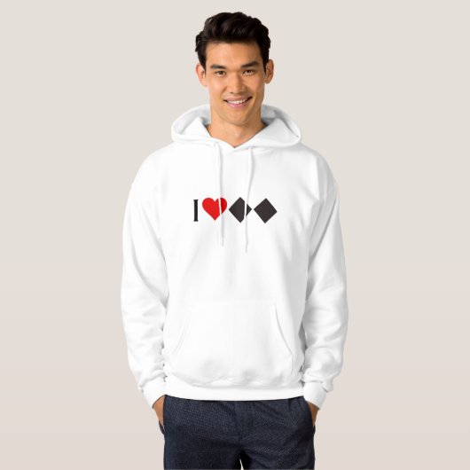 DUBBELE ZWARTE DIAMOND SKIER 'I HEART' HOODIE (Voorkant volledig)