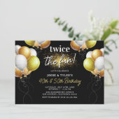 Dubbele zwarte en gouden ballon gezamenlijke verja kaart (Staand voorkant)