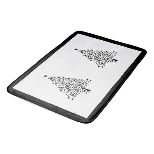 Dubbele zwarte en witte minimale kerstbomen badmat (Gekanteld)