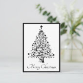 Dubbele zwarte en witte minimale kerstbomen briefkaart (Staand voorkant)