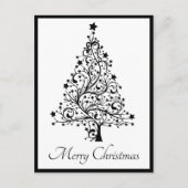 Dubbele zwarte en witte minimale kerstbomen briefkaart (Voorkant)