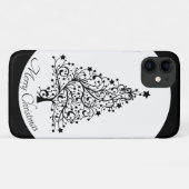 Dubbele zwarte en witte minimale kerstbomen Case-Mate iPhone case (Achterkant (horizontaal))