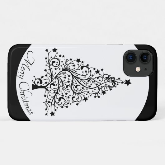 Dubbele zwarte en witte minimale kerstbomen Case-Mate iPhone case (Achterkant (horizontaal))