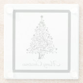 Dubbele zwarte en witte minimale kerstbomen glazen onderzetter (Achterkant)