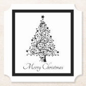 Dubbele zwarte en witte minimale kerstbomen kartonnen onderzetters (Voorkant)