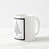Dubbele zwarte en witte minimale kerstbomen koffiemok (Voorkant rechts)