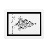 Dubbele zwarte en witte minimale kerstbomen magneet (Horizontaal)