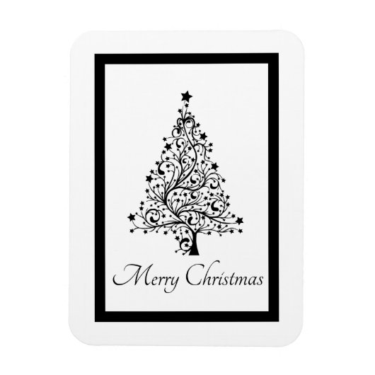 Dubbele zwarte en witte minimale kerstbomen magneet (Verticaal)