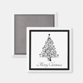 Dubbele zwarte en witte minimale kerstbomen magneet (Voorkant / Achterkant)