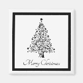 Dubbele zwarte en witte minimale kerstbomen magneet (Voorkant)