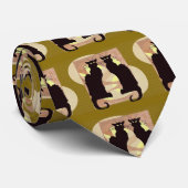 Dubbele zwarte katten Abstract Stropdas (Opgerold)