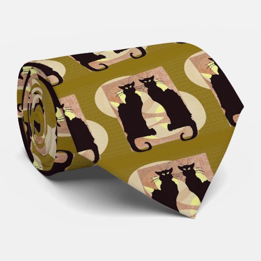 Dubbele zwarte katten Abstract Stropdas (Opgerold)