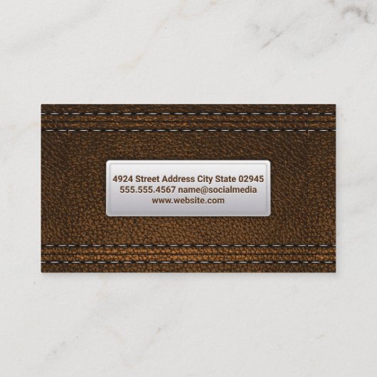 Dubbele zwarte lederen achtergrond visitekaartje (Achterkant)
