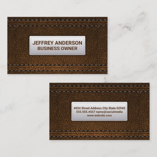 Dubbele zwarte lederen achtergrond visitekaartje (Voorkant / Achterkant)
