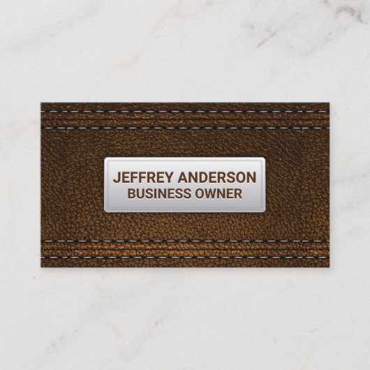 Dubbele zwarte lederen achtergrond visitekaartje (Voorkant)
