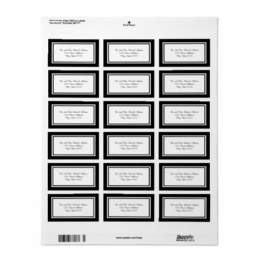 Dubbele zwarte rand - adreslabel etiket (Full Sheet)