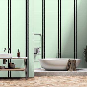 Dubbele zwarte strepen op Bord groen Behang
