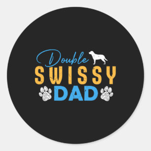 Dubbele Zwitserse Honden Vader Cadeaus Grappige Zw Ronde Sticker