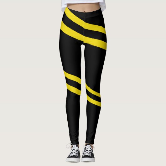 Dubbelgele lijnen ontworpen Leggings (Voorkant)