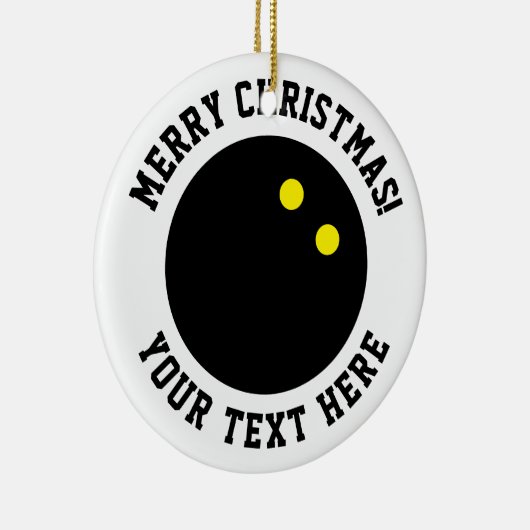 Dubbelgele stip met kerstbal keramisch ornament (Rechts)
