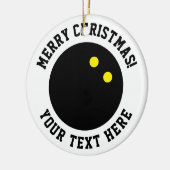 Dubbelgele stip met kerstbal keramisch ornament (Links)