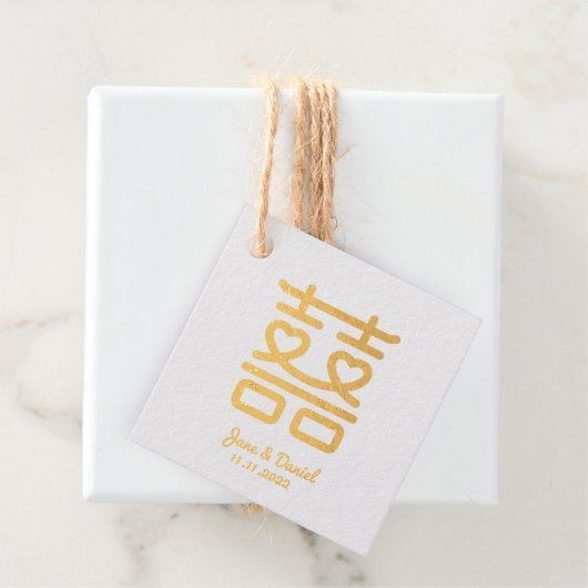 Dubbelgeluk bruiloft bedankjes labels (Met doos)