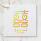 Dubbelgeluk bruiloft bedankjes labels (Voorkant)