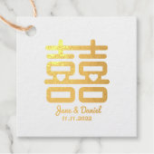 Dubbelgeluk bruiloft bedankjes labels (Voorkant)