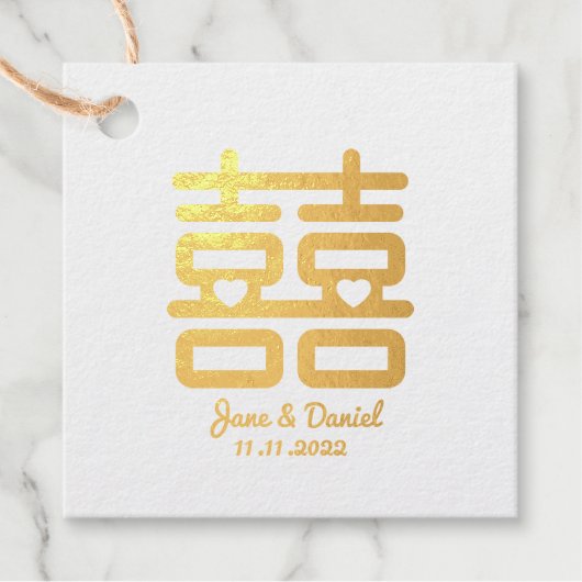 Dubbelgeluk bruiloft bedankjes labels (Voorkant)