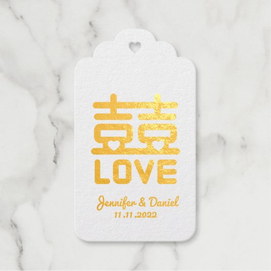 Dubbelgeluk bruiloft cadeaulabels (Voorkant)