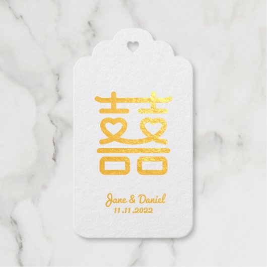 Dubbelgeluk bruiloft cadeaulabels (Voorkant)