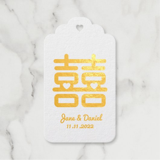 Dubbelgeluk bruiloft cadeaulabels (Voorkant)