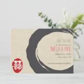 Dubbelgeluk Chinees huwelijk - bespaar de datum Save The Date (Staand voorkant)