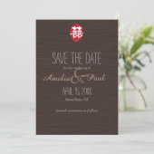 Dubbelgeluk Chinees huwelijk - bespaar de datum Save The Date (Staand voorkant)