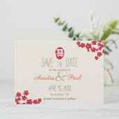 Dubbelgeluk Chinees huwelijk - bespaar de datum Save The Date (Staand voorkant)