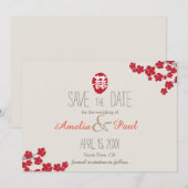 Dubbelgeluk Chinees huwelijk - bespaar de datum Save The Date (Voorkant / Achterkant)