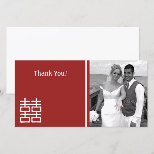 Dubbelgeluk Chinese bruiloft Bedankkaart (Voorkant / Achterkant)