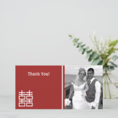 Dubbelgeluk Chinese bruiloft Bedankkaart (Staand voorkant)