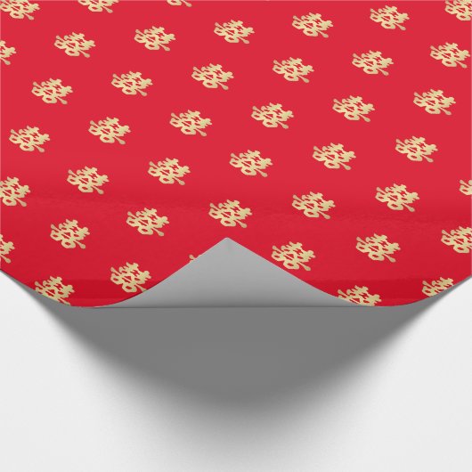 Dubbelgeluk Chinese bruiloft Cadeaupapier (Hoek)